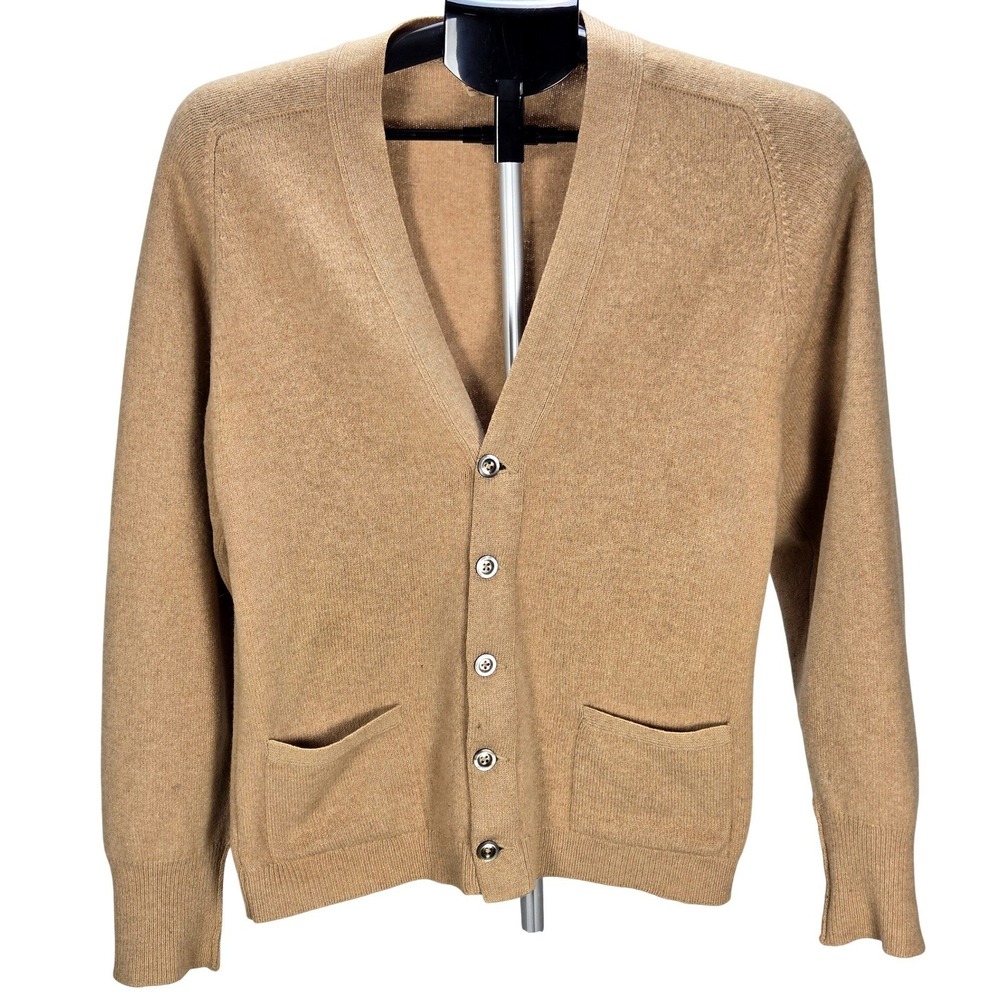 VTG‎ Men's Jaeger Size 38 Camelhair Wool Cardigan Sweater Scotland Old Money